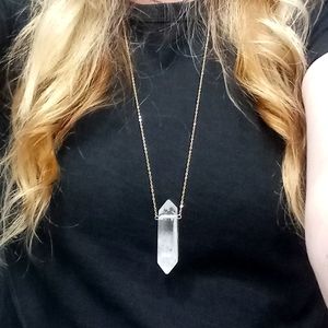 32" 14k gold fill clear quartz necklace